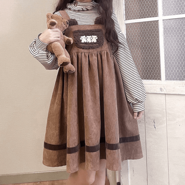 Vestido de Lolita con bordado de oso dulce Kawaii 2