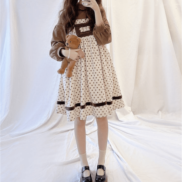 かわいい甘いクマ刺繍ロリータ ドレス 4