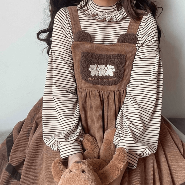 Vestido de Lolita con bordado de oso dulce Kawaii 1