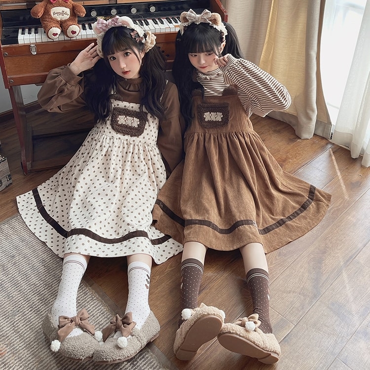 Kawaii Sweet Bear Bordado Vestido Lolita - Kawaii Fashion Shop  Lindas  roupas asiáticas japonesas Harajuku fofas da moda Kawaii