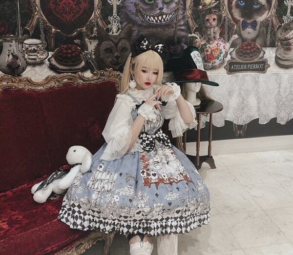 Robe à Bretelles Lolita Imprimée Gothique Alice 5