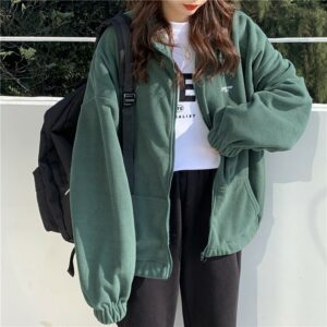 Harajuku Fleece Warm Zipper Jacket Fleece kawaii