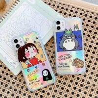 Capa para iPhone com holograma Kawaii Totoro Spirited Away Ghibli Miyazaki Anime kawaii