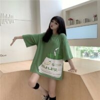 Kawaii T-shirt met aardbeienmelkprint Harajuku-kawaii
