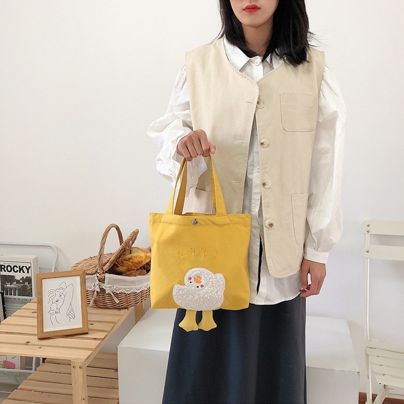Shoppu Duck Canvas Tote Bag – The Kawaii Shoppu