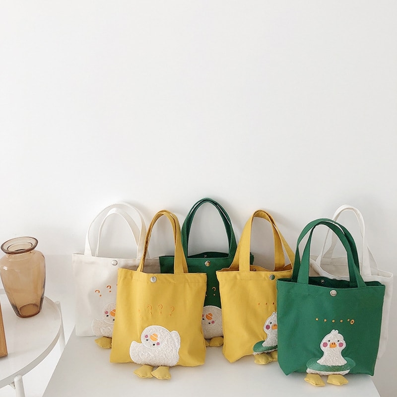 Japanese Style Plush Duck Canvas Tote Bag - Kawaii Fashion Shop | Cute ...