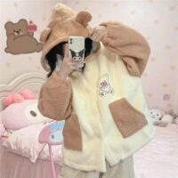 Felpa con cappuccio Harajuku con biscotto Kawaii Bear orso kawaii