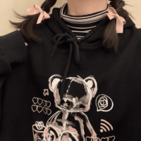 Толстовка с капюшоном и пуловером с изображением медведя Kawaii Аниме Толстовка Каваи