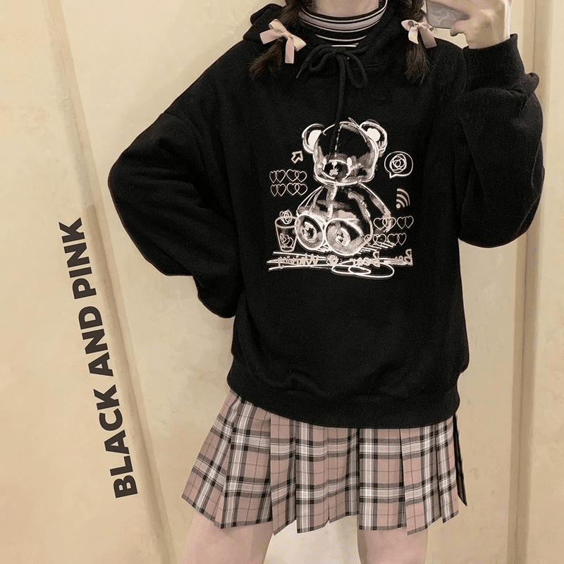 Kawaii Cartoon Bear Pullover Hoodie - Kawaii Fashion Shop  Lindas roupas  asiáticas japonesas Harajuku fofas da moda Kawaii