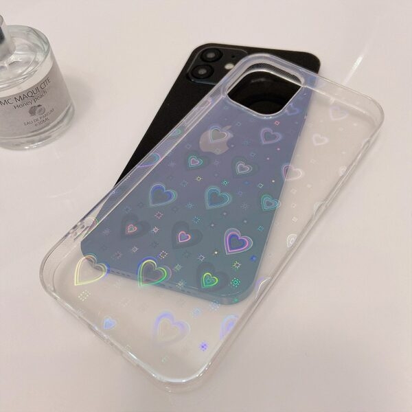 Korea Holographic Hearts iPhone Case 3D kawaii
