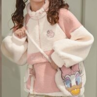 Kawaii roze lamswollen fuzzy hoodie Fuzzy hoodies kawaii