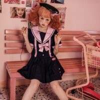 Japoński garnitur studencki z krótkim rękawem Lolita Kawaii Lolity