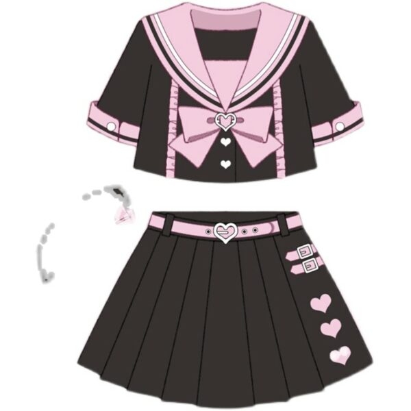Terno de saia lolita de manga curta para estudante japonês lolita kawaii