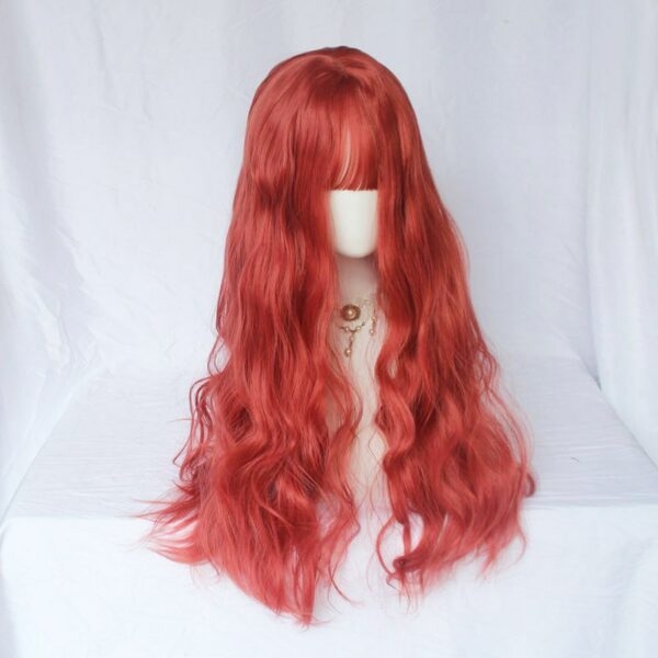 Kawaii Orange Long Hair Wave Wig orange kawaii