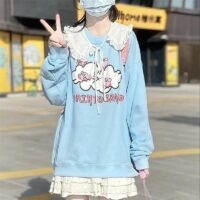 Harajuku losse cartoon T-shirt met lange mouwen Amine kawaii
