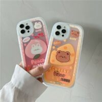 Custodia per iPhone con torta alla crema, orsetto kawaii orso kawaii