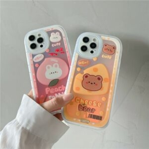 귀여운 곰 토끼 크림 케이크 iPhone 케이스 귀여운 곰