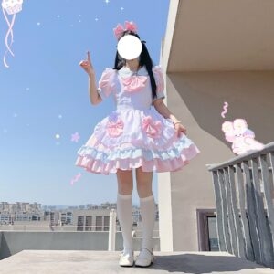 Kawaii lolita menina vestido de empregada macia cosplay kawaii