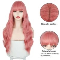 Parrucche Lolita rosa lunghe mix Parrucche dorate kawaii