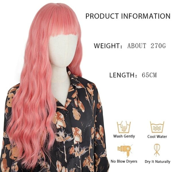 Długie, mieszane różowe peruki Lolita Kawaii złote peruki