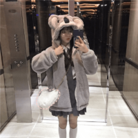 Kawaii Koala Ears Plush Thick Warm Hoodies Cute kawaii