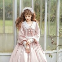 Sukienka Lolita z długimi rękawami i uszami króliczka jesienne kawaii