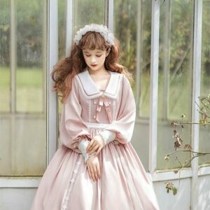 Robe Lolita à manches longues avec oreilles de lapin mignonnes
