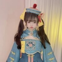 Conjunto de vestido lolita de cosplay de zumbi doce estilo chinês de Páscoa Anime kawaii