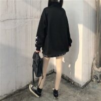 Felpe con cappuccio in stile college per ragazze scure giapponesi Kawaii Anime kawaii
