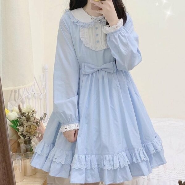Conjunto de vestido lolita con cuello de muñeca Alice azul kawaii alicia kawaii