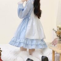 Kawaii Blue Alice Doll Collar Lolita Klänning Set Alice kawaii