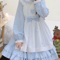 Синий кавайный комплект платья Лолита с кукольным воротником Алисы Алиса кавай