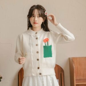 Kawaii College Style Knitted Cardigan Top