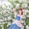 Conjunto de vestido Lolita de mezclilla de verano dulce lindo Kawaii