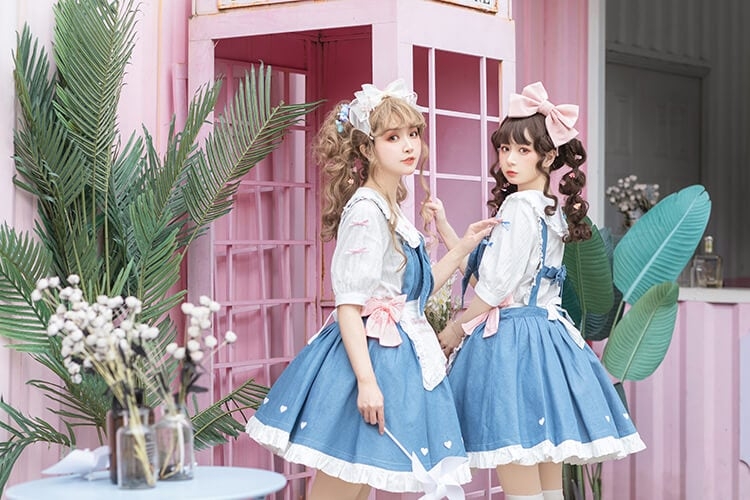 Kawaii Cute Sweet Summer Denim Lolita Dress Set