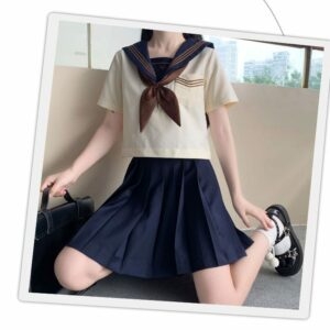 Conjunto completo de verano japonés Kawaii, uniforme escolar marinero kawaii japonés
