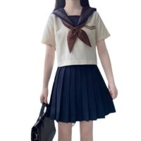 Kawaii japanska sommaren Full Set Sailor School Uniform japansk kawaii