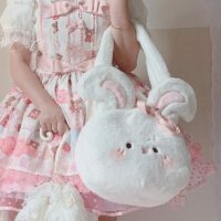 Bolsa de ombro de coelho de pelúcia Kawaii Lolita coelho kawaii