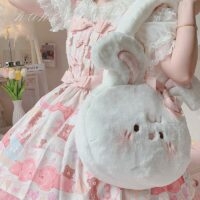 Bolsa de ombro de coelho de pelúcia Kawaii Lolita coelho kawaii