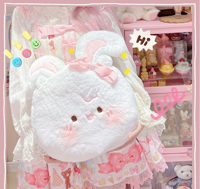 Bolsa de ombro de coelho de pelúcia Kawaii Lolita