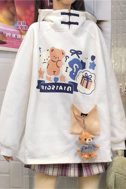 Kawaii Cartoon Bear Print Hoodie - Loja de Moda Kawaii  Lindas roupas  asiáticas japonesas Harajuku fofas da moda Kawaii