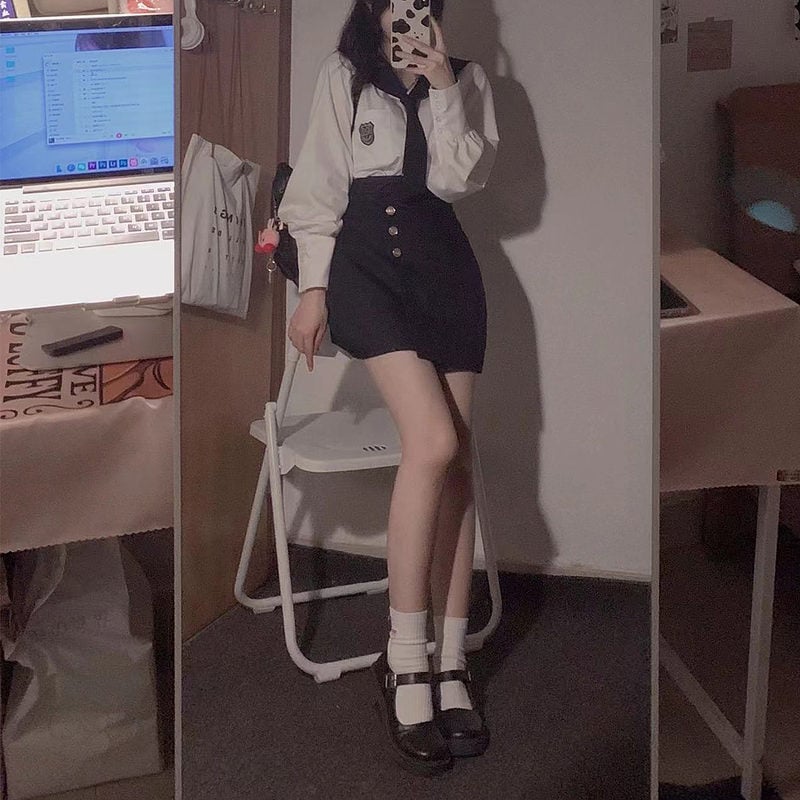Korean Sailor Uniforms College Style JK Skirt Suit - Kawaii Fashion ...