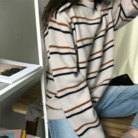 Maglione pullover girocollo a righe Harajuku Harajuku kawaii