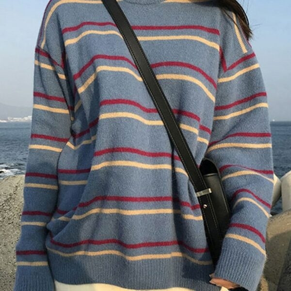 Полосатый пуловер с круглым вырезом Harajuku Харадзюку кавайи