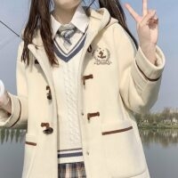 Kawaii اليابانية موري فتاة معطف طويل الخريف كاواي