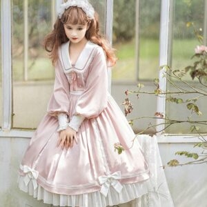 Милое платье в стиле Лолиты с длинными рукавами и кроличьими ушками осень каваи