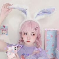 Оригинальная милая повязка на голову с кроличьими ушками в стиле Лолиты Милый каваи