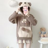 Schattige, zachte nep-tweedelige hoodie in meisjesstijl herfst kawaii
