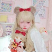 Simpatico cerchietto Lolita con orecchio di orsetto di peluche orso kawaii