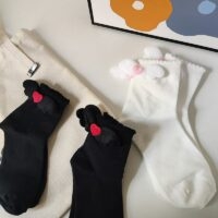 Meias japonesas Lolita fofas de anjo meias de algodão kawaii